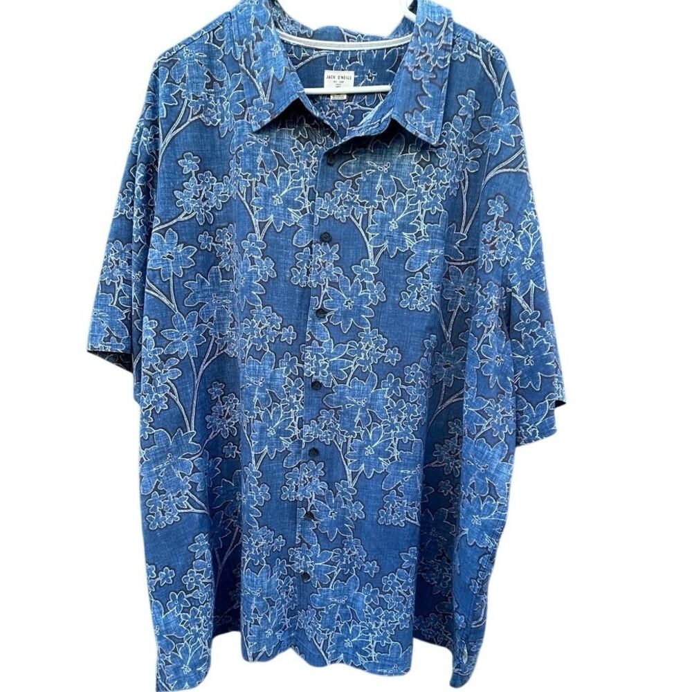Jack O’Neill Hawaiian Shirt Mens 3XL Blue Floral Aloha Button Up Relaxed